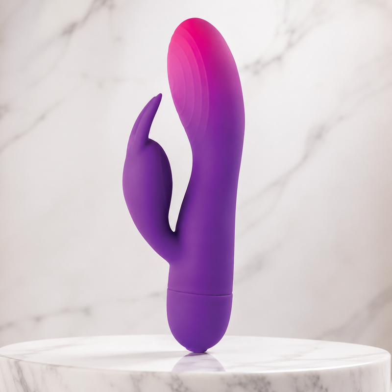 Dual-Stimulation Rabbit Vibrator – Rechargeable Silicone Massager with Multiple Vibration Modes (Purple)